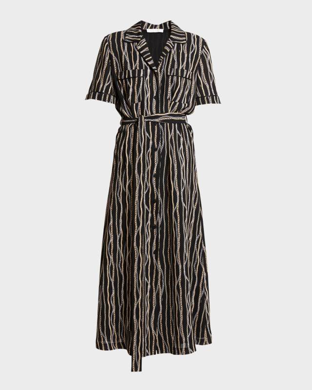 Chain Print Belted Shirtdress